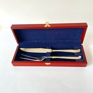 Stainless Steel Carving Knife and Fork Set with Wooden Box – Thanksgiving Feasts